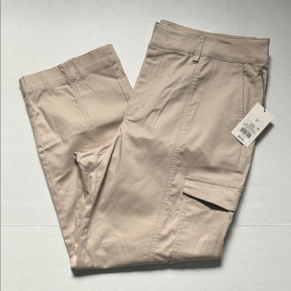 NWT A new day tan high rise tapered leg cargo pant size 14